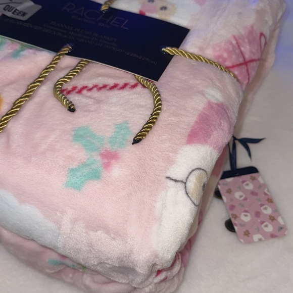 Rachel Roy Pink Gingerbread & Santa Blanket - Picture 5 of 8